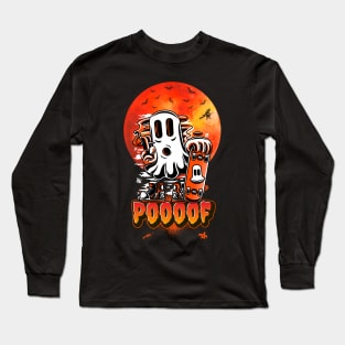 Skater Ghost Halloween Funny Long Sleeve T-Shirt